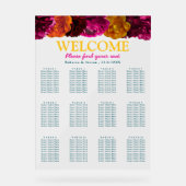 シックな黄色のホットピンクグリーン結婚フローラ席 アクリルサイン (正面)