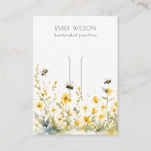 シックな黄色のワイルドフラワーのまわりにヘアクリップディスプレイ 名刺 (正面)