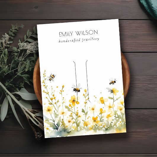 シックな黄色のワイルドフラワーのまわりにヘアクリップディスプレイ 名刺