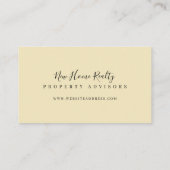 シックな黄色の水の色のフロントドア玄関 名刺 (裏面)