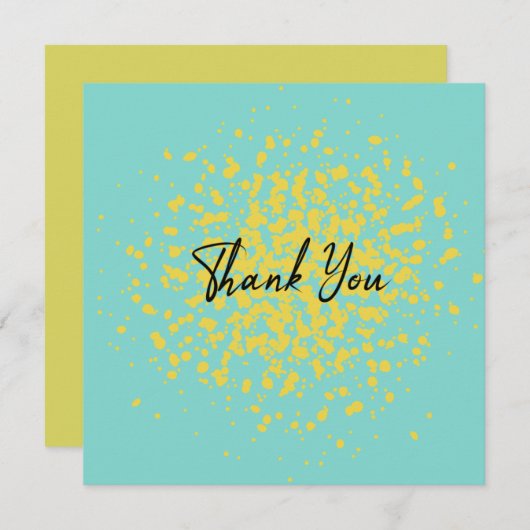 シックな黄色の爆発の水の色のドット抽象芸術 サンキューカード (正面/裏面)