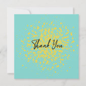 シックな黄色の爆発の水の色のドット抽象芸術 サンキューカード (正面)