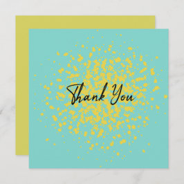 シックな黄色の爆発の水の色のドット抽象芸術 サンキューカード