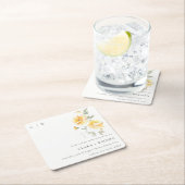 シックな黄色の緑の水の色のバラフラワー結婚ズ スクエアペーパーコースター (インサイチュ)