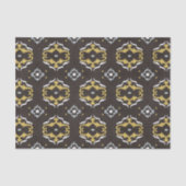 シックな黄色茶色のイカットの種族パターン 薄葉紙 (正面)