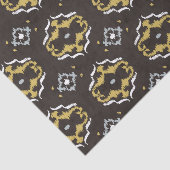 シックな黄色茶色のイカットの種族パターン 薄葉紙 (詳細)