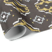 シックな黄褐色のイカットの部族柄 ラッピングペーパー (ロールコーナー)