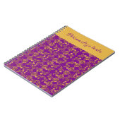 シックな黄金色の花の紫色のパターン |パーソナライズされた | ノートブック (左側)