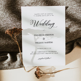 シックな黒い書道のミニマルスクリプ結婚ト 招待状