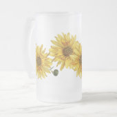 シックな黒い木目とヒマワリの曇りマグカップ フロストグラスビールジョッキ (正面左)