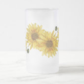 シックな黒い木目とヒマワリの曇りマグカップ フロストグラスビールジョッキ (中央)