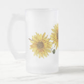 シックな黒い木目とヒマワリの曇りマグカップ フロストグラスビールジョッキ (左)