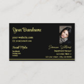 シックな黒い黄色ストライプのプロフェッショナル 名刺 (裏面)