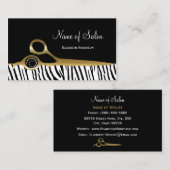 シックな黒および金ゴールドのヘアーサロンの白いトラは縞で飾ります 名刺 (正面/裏面)