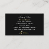 シックな黒および金ゴールドのヘアーサロンの白いトラは縞で飾ります 名刺 (裏面)