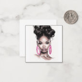 シックな黒とピンクのアフリカ系アメリカ人ポートレート ノートカード (正面/裏面インサイチュ)