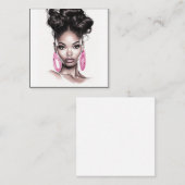 シックな黒とピンクのアフリカ系アメリカ人ポートレート ノートカード (正面/裏面)