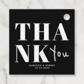シックな黒と白のはっきりしたありがとうご婚礼 フェイバータグ (裏面)