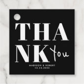 シックな黒と白のはっきりしたありがとうご婚礼 フェイバータグ (正面)