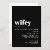 シックな黒と白のウィフェイになるブライダルシャワー 招待状 (正面/裏面)