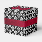 シックな黒と白のダマスクの結婚式のお願いギフトボックス フェイバーボックス (裏面サイド)