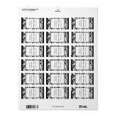 シックな黒と白のダマスコウェディングリップバームラベル ラベル (フルシート)