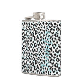 シックな黒と白のチータープリントモノグラム フラスク (左)