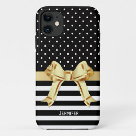 シックな黒と白のパターン iPhone 11 ケース