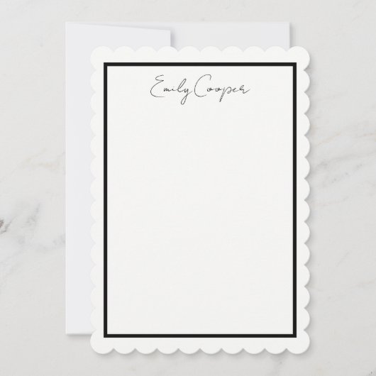 シックな黒と白のホタテガイのエッジカスタムのメモカード ノートカード (正面)