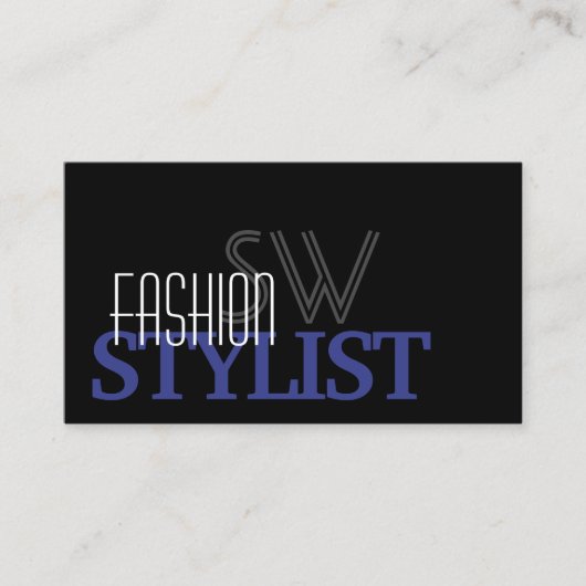 シックな黒と白のモノグラムシンプル付き 名刺 (正面)