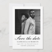 シックな黒と白の写真の結婚式の日付を保存 セーブザデート (正面)