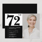 シックな黒と白の写真 72歳の誕生日 招待状 (正面/裏面)