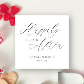 シックな黒と白の幸せな後結婚の スタンダードカクテルナプキン