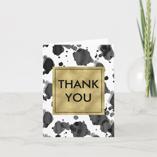 シックな黒と白の水の色ありがとう サンキューカード (正面)
