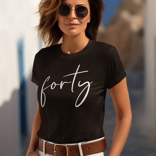 シックな黒と白の40歳の誕生日パーティー Tシャツ