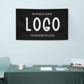 シックな黒と白モダンの大きな長方形ロゴ 横断幕 (トレードショー)