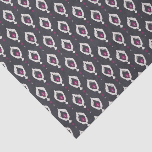 シックな黒と紫のイカットの部族模様 薄葉紙 (詳細)