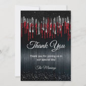 シックな黒と赤の銀のグリッターが乾感謝していく カード (正面)