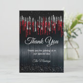 シックな黒と赤の銀のグリッターが乾感謝していく カード (スタンド正面)