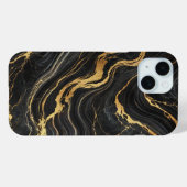 シックな黒と金のメタリックな大理石調の華やかさ Case-Mate iPhoneケース (裏面 (横))