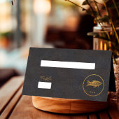 シックな黒と金ゴールドの結婚魚の選択 プレイスカード