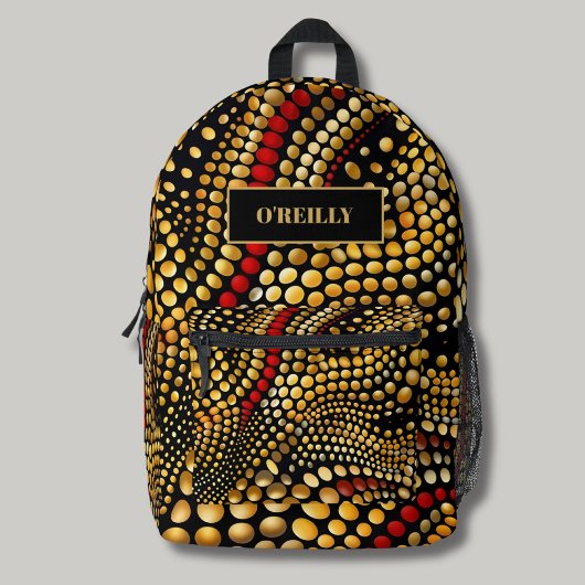 シックな黒と黄色のパターンモダンモノグラム プリントバックパック