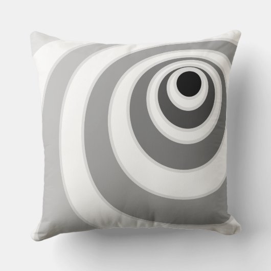 シックな黒のシルバーと白の同心円 クッション (裏面)
