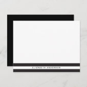 シックな黒のストライプのパーソナライズな文房具カード ノートカード (正面/裏面)