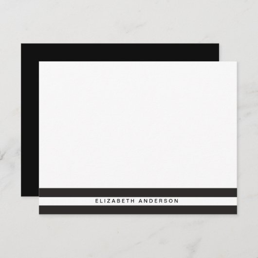 シックな黒のストライプのパーソナライズな文房具カード ノートカード (正面/裏面)