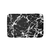 シックな黒の大理石テクスチャホワイトグレインアクセント バスマット (正面)