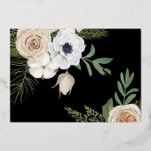 シックな黒の植物完全な写真クリスマス 箔シーズンカード (裏面)