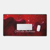 シックな黒の赤いドリッピンググリッター大理石 デスクマット (キーボード&マウス)