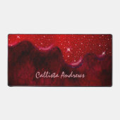 シックな黒の赤いドリッピンググリッター大理石 デスクマット (正面)