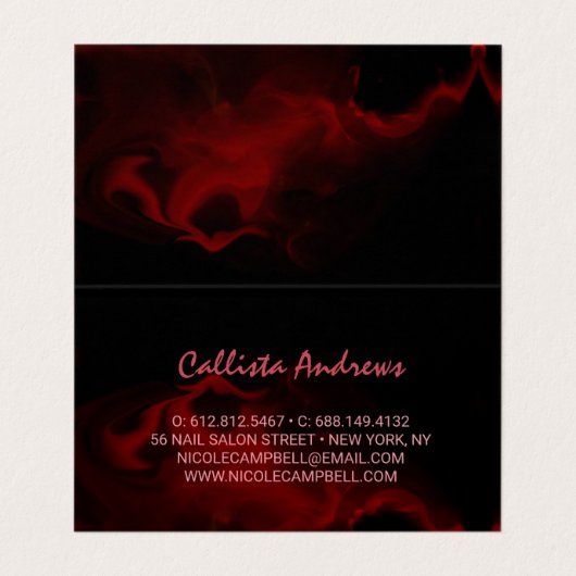 シックな黒の赤いドリッピンググリッター大理石 名刺 (内部フラット)